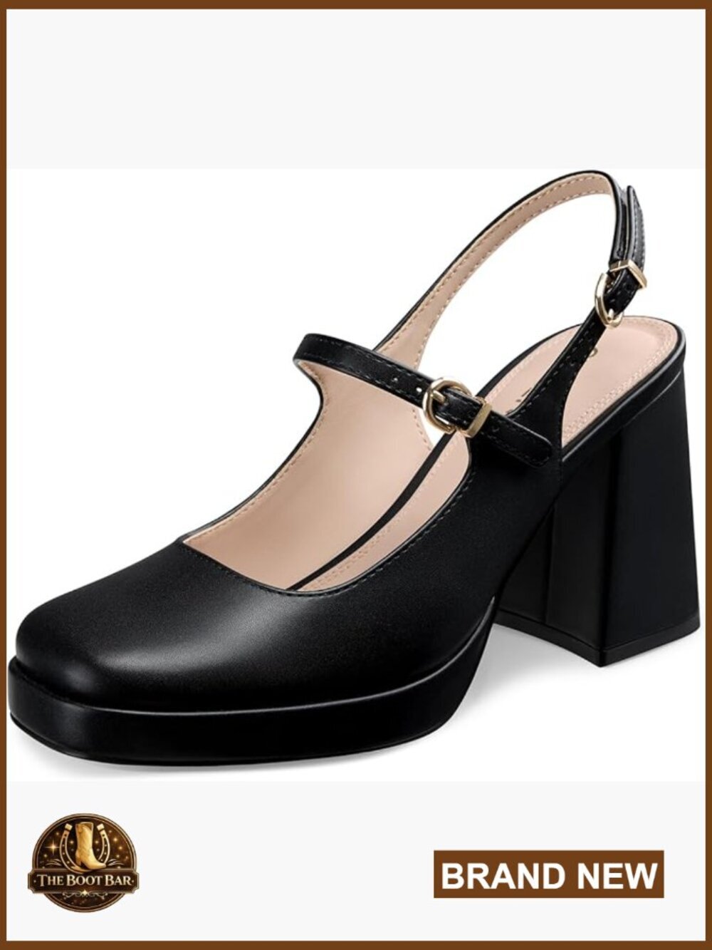 Closed Toe Chunky Block Heel Mary Jane Slingback Pumps Platform Dress Shoes
